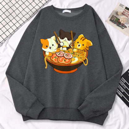 Cats Eating Ramen Noodles Sweatshirt