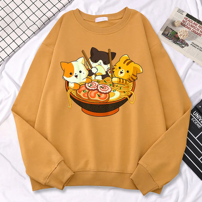 Cats Eating Ramen Noodles Sweatshirt