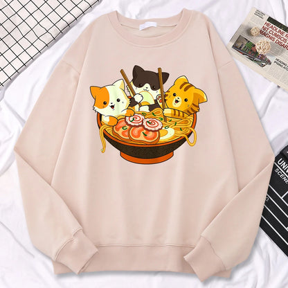 Cats Eating Ramen Noodles Sweatshirt