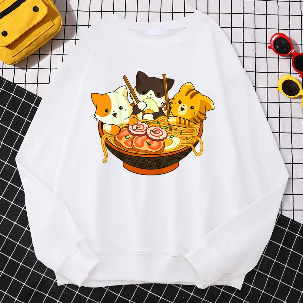 Cats Eating Ramen Noodles Sweatshirt