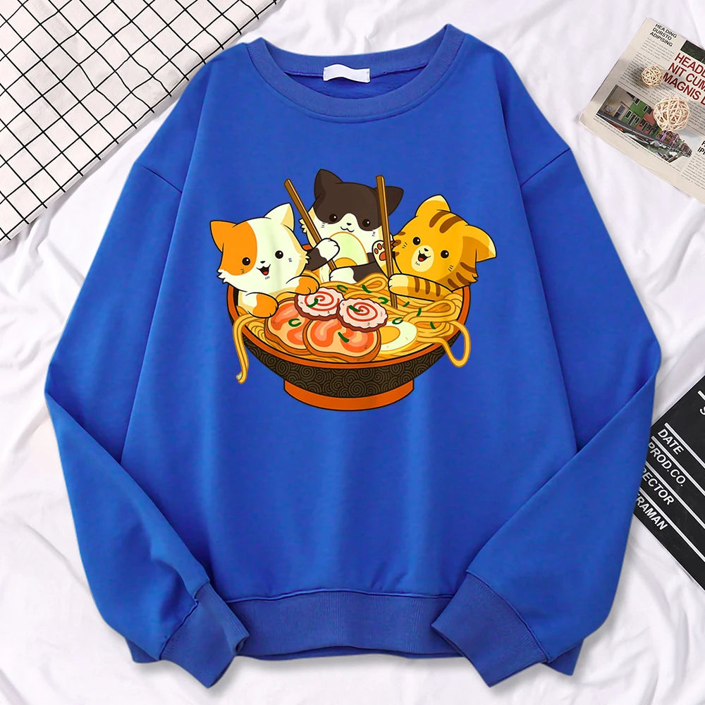 Cats Eating Ramen Noodles Sweatshirt