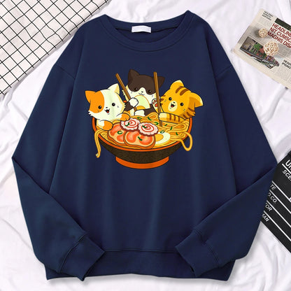 Cats Eating Ramen Noodles Sweatshirt