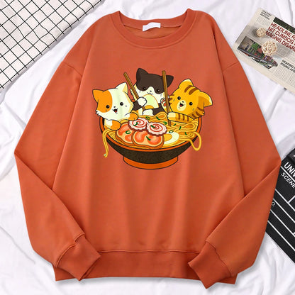 Cats Eating Ramen Noodles Sweatshirt