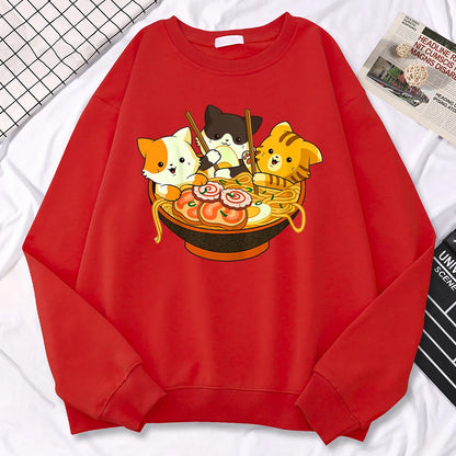 Cats Eating Ramen Noodles Sweatshirt