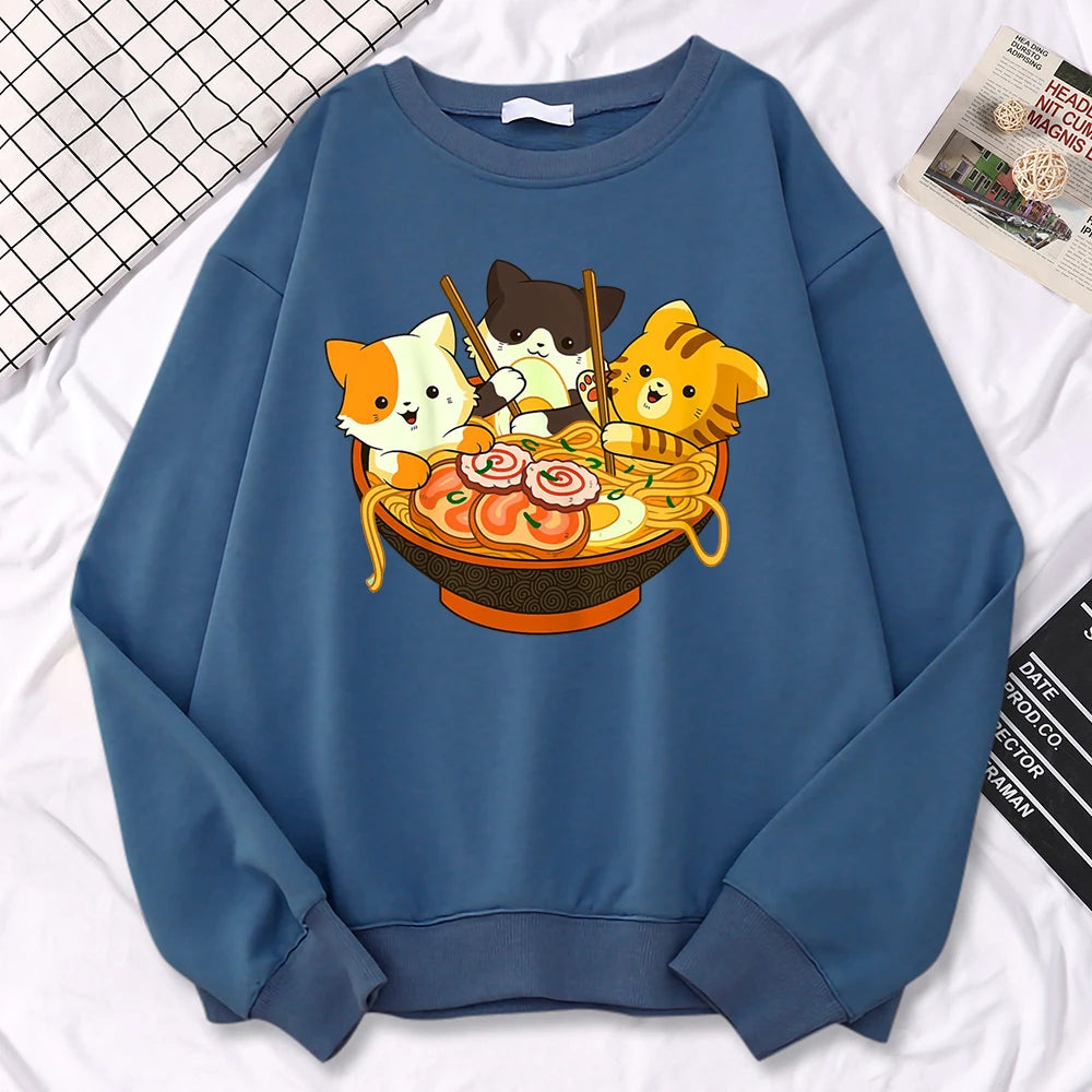 Cats Eating Ramen Noodles Sweatshirt