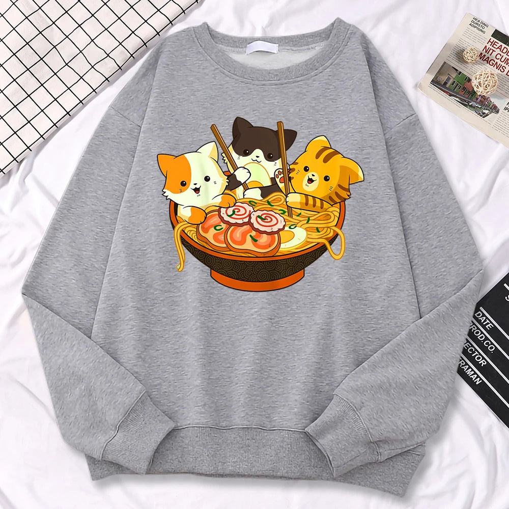 Cats Eating Ramen Noodles Sweatshirt