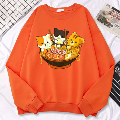 Cats Eating Ramen Noodles Sweatshirt